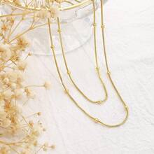 Collar de cruz de oro delicado para mujer, chapado en oro de 18 quilates/plata con colgante de cruz pequeña, gargantilla de cuerno italiano, collar de cornisa, collar en capas de circonita cúbica simple para regalo para niñas - Satélite de 2 capas-GD - Ver 7