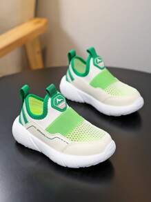 1 Pair Girls Spring/Summer Low-Top One-Push Slip-On Sports Shoes, Single-Layer Mesh Elastic Upper, Easy On/Off, Macaron Bright Colors, Non-Slip Outsole, Soft & Comfortable, Fashionable & Cute, Suitable For Daily, Outdoor, Travel, Sports