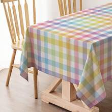 1/20pcs Easter Spring Themed Tablecloth,Colorful Checkered Table Cover,Rectangular Polyester Tablecloth,Easter Home Decoration,Festive Party Decor For Indoor & Outdoor,Easter Decoration,Easter Gifts - Multicolor - View 5