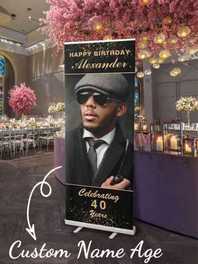 1 peça - Banners de aniversário personalizados, modelos de placas de boas-vindas para festas de aniversário, pôsteres de parede de boas-vindas para aniversários com fotos, decorações personalizadas para festas de aniversário com texto fotográfico, placas de boas-vindas para aniversários, pôsteres comemorativos de decoração de parede, minimalista moderno, personalizado, salão de chá, casa, jardim, escritório, para aniversários, para o dia dos namorados, para o dia das mães, para aniversários, para formatura, para casamentos, personalizado, salão de chá, casa, jardim, escritório, para aniversários, para o dia dos namorados, para o dia das mães, para aniversários, para formatura, para casamentos, suprimentos personalizados para festas