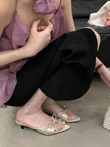 Sexy Soft Sole French Style Slippers For Women, Thin Heeled Outdoor Wear, New Summer 2025 Fairy Elegant High Heel Sandals, Fashionable,Kitten Heels - Silver - View 2