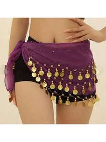 3-Layer Chiffon Belly Dance Waist Chain, Waist Wrap, Belly Dance Accessories - Multicolor - View 4