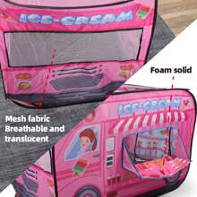 1 pieza Juguete tipo carpa con forma de helado rosa, casa de juego para niños y niñas, material de poliéster duradero, carpa de juego divertida para niños, mejor regalo de cumpleaños/festividad, juguete de playa