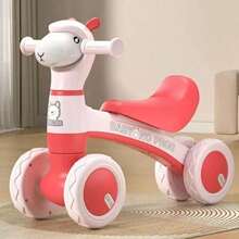 Kinder Laufrad Alpaka 4-Rad Balancierwagen, Lauflernrad für Kleinkinder 1-3 Jahre Laufhilfe