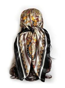 1 pièce Foulard carré en satin imprimé cachemire pour femmes, mode, convient pour les fêtes et l'usage quotidien, peut être utilisé comme bandana, fichu ou serre-tête. Accessoire idéal pour habiller votre look.