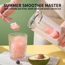 1pc USB Rechargeable Electric Juicer Cup | Portable Multi-Function Blender, Built-In Lithium Battery, Ideal For Juicing On The Go, Battery Capacity: 1300mAh - 彩色 - 查看 9