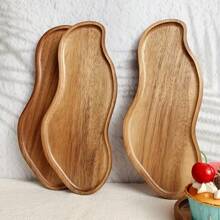 木制托盘，实木甜品托盘，可爱造型托盘，适用于水果，面包，小吃，寿司，多功能盘子，杯盘，下午茶桌，家庭餐厅，厨房用品，餐桌装饰木盘