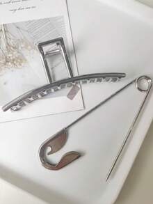 1 件女士金属发夹，优雅银合金复古发饰，适合日常使用花朵发夹，学校用品，大学