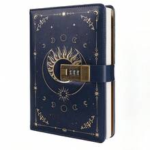 A5 Vintage Sonnenmuster Notizbuch mit Schloss, unisex, nachfüllbar, 224 nummerierte Seiten, Lernmaterial, Schulanfang - A5 - Übersicht 6