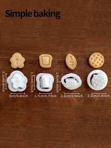 4PCS Mini Food Cookie Cutters Set - Cute Shapes (Gingerbread, Toast, Pineapple Bun, Baguette, Taiyaki, Croissant) For Baking DIY, Homemade Cookies, Pet Treats | Parent-Child Fun Stamp Mold Kit. Back-To-School Season Bento Supplies