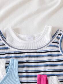 3 pezzi Maglie casual senza maniche da ragazza in stile moda, 2 in 1