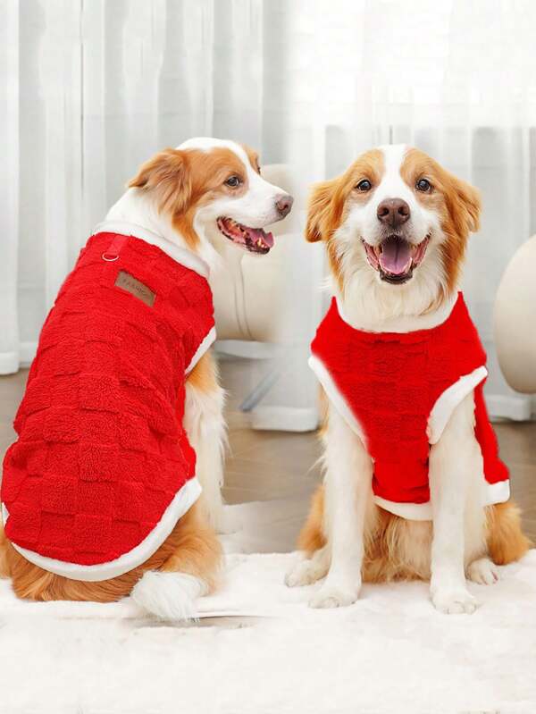 Colete de lã para animais de estimação 1 peça - Lavável à máquina, espesso e quente, macio e confortável, roupas para cães de outono/inverno, adequado para animais de estimação pequenos/médios/grandes, XS-8XL, Natal, decorações de Natal
