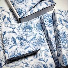 10/50/100pcs Blue Floral Rose Pattern Gift Wrapping Tissue Paper, Suitable For DIY Crafts, Party Favor Packaging, Bouquet Wrapping, Shoe & Apparel Moisture-Proof Packaging, Wine Bottle Cushioning, Holiday & Birthday Gift Wrapping Decor