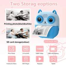Digital Camera With Printing Function, Portable Multifunctional Photo Printer Camera With Rechargeable 18650 Lithium Battery - Creative Painting And Photography Gift - Multicolor - View 4