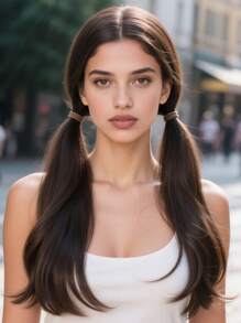 2 piezas Extensión de cabello de cola de caballo sintética, resistente al calor, onda natural, banda elástica, adecuado para todas las edades, estilo versátil - Pieza de cabello de 22 pulgadas