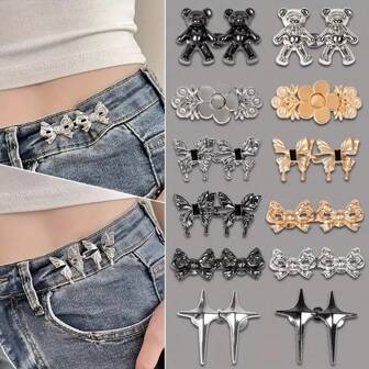 2/4/12 Pairs Detachable & Adjustable Buckle Waist Clip For Pants/Skirts, Fashionable Decor To Prevent Exposure For Summer Daily Casual Use, Ideal Gift For Holidays