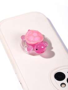 1/3 piezas Soporte de agarre de teléfono con diseño de tortuga colorida y brillante en la oscuridad, diseño de animal marino de dibujos animados 3D, cómodo soporte de escritorio, 2 en 1 adhesivo y soporte, ABS+Silicona, se adapta a la mayoría de los teléfonos