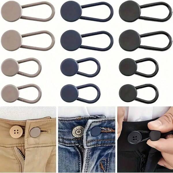 3/6/12pcs Durable Waistband Extender, Adjustable Pants Button Extender, Comfortable Plastic Waist Extender For Men & Women