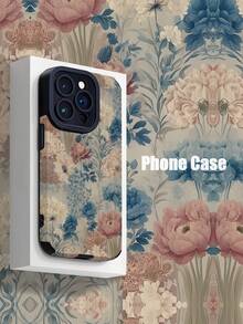 Hoa 1 chiếc Ốp lưng điện thoại bằng da giả mềm họa tiết hoa màu hồng và xanh cổ điển, tương thích với Apple và các mẫu 15/15 PLUS/15 PRO/15 PRO MAX - Nhiều màu - Xem 4