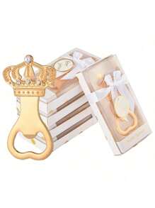 12pcs/Set Gold Crown Bottle Opener, Suitable For Birthday Party, Wedding Gift, Bridal Shower, Valentine's Day Gift, Wedding Favors, Party Supplies, Couple Gift