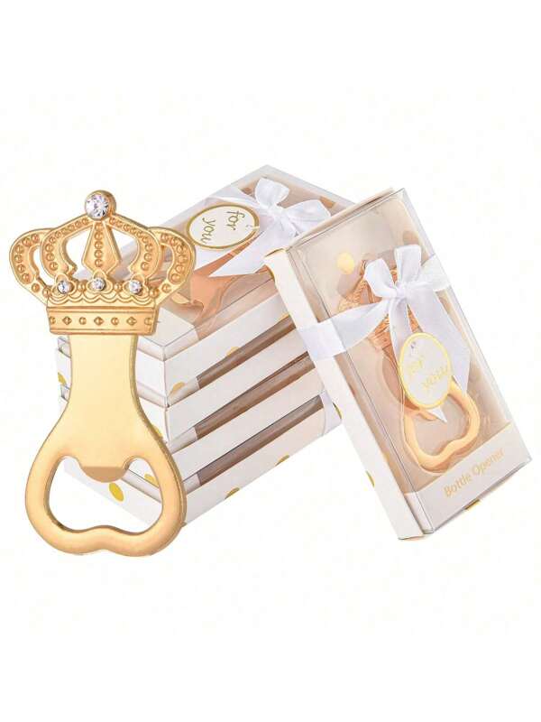 12pcs/Set Gold Crown Bottle Opener, Suitable For Birthday Party, Wedding Gift, Bridal Shower, Valentine's Day Gift, Wedding Favors, Party Supplies, Couple Gift