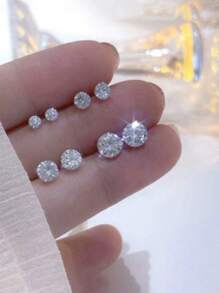 Pendientes de botón chapados en oro de 14 quilates con circonita cúbica para mujeres y hombres, pendientes hipoalergénicos de acero inoxidable plateado/dorado de 3-4-5-6 mm con diamantes redondos simulados de circonita cúbica, adecuados para uso diario para mujeres