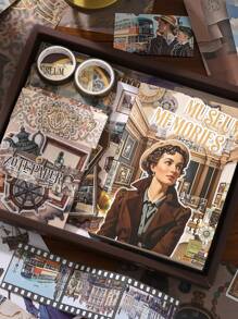 147 Stücke Vintage/Retro Scrapbooking dekorative Aufkleber, Slow Living Serie, geeignet als Geschenk, für Büro, Zuhause, Markierung, Etiketten, Klassenzimmer, Unterhaltungsspielzeug, Schülerplaner DIY kreative vintage Dekorationsaufkleber, Schulmaterial, Schulanfang