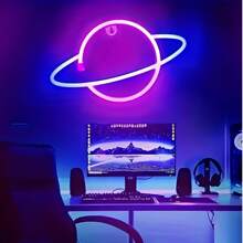 1 件时尚星球霓虹灯标志，多色可选，电池或 USB 供电
