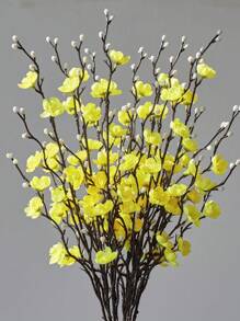 4/8 pièces Fleurs artificielles Fleur de prunier jaune 21,7" Fausse fleur d'hiver à longue tige en plastique Décoration de maison, hôtel, bureau, mariage, fête, jardin