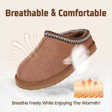 Entrega local - Pantuflas para mujer de forro cálido y corto para el tobillo, zapatillas de interior y exterior, pantuflas de casa de piel sintética cálida y esponjosa con diseño adorable para mujer - Castaño de verano - Ver 2