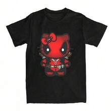 2026 Women Man Deadpool  Kawaiis T Shirts Harajukus Summer Tees Awesome Print 100 Cotton Tops Birthday Gift - Black - View 6