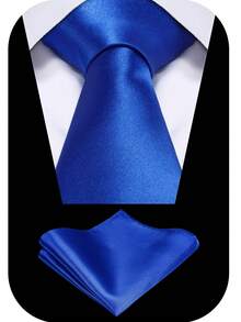 1set Tie & Pocket Square Set, Men's 3.15" Champagne Textured Necktie & Handkerchief Set, Formal Wedding Party Groom Tie Set, Solid Satin Woven Dyed Tie & Pocket Square Set - Champagne - View 8