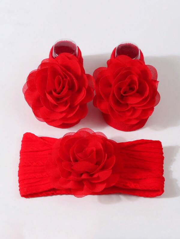 Baby Headbands With Nylon Flower Hair Accessories Set, Soft And Elastic Knitted Floral Pattern Headbands For Infants