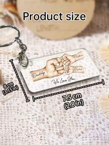 1pc Personalized Daddy's Team Fist Bump Keychain, Custom Dad Keychain, Father's Day Gift From Kids,Father's Day Keychain,Fist Bump Dad - Multicolor - View 2
