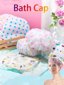 10pcs/5pcs/3pcs Double-Layer Shower Cap, Hair Mask Cap, Waterproof Bath Cap, Oil-Proof Hat, Shampoo Cap, Shower Bathing Cap, Waterproof & Thickened Home Bathroom Decor Fall Decor