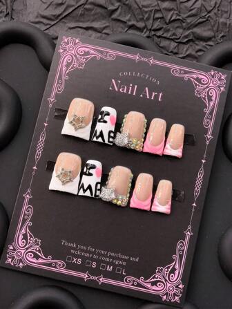 Y2K 10 Pieces Handmade Press On Nails Love Yourself Before Loving Others Love Yourself Before Loving Others. Fully Showcase Your Unique Personalized With This Duck-Billed Armor, Suitable For Any Occasion, Any Time, And Anyone To Wear. Nail Supplies Nails