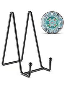 5 Packs 6 Inch Plate Stands For Display Picture - Vinyl Table Top Display, Decorative Metal Frame Holders For Book , Photo And Platter, Tabletop Art, Black 3 Packs,Back To School,School Supplies - Black - View 5