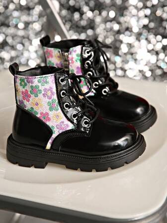 New Fashionable Kids Short Ankle Boots Versatile Children Mid-Large Size Boots Sweet Flower Casual Girls Boots