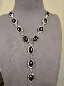 1 pezzo Collana da donna stile retrò western, con ciondolo a forma di Y e intarsi in turchese, adatta per spiaggia, vacanza, festa, collana per la clavicola