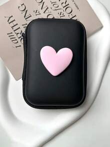 迷你数码收纳包 - 完美收纳U盘、硬盘、耳机等！EVA心形设计，防震拉链，适合收纳耳机、数据线、充电器等。居家、旅行、健身、露营、度假、日常使用、约会、节日、返校、假日旅行必备。 - 彩色 - 查看 4