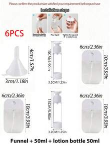 1/4/6 件透明便携式喷雾瓶，带小漏斗的可再填充喷雾分配瓶，防漏卸妆喷雾瓶，耐用 PET PP 材质旅行细雾便携式空瓶家用香水喷雾瓶超细雾面部保湿小喷雾瓶 - 可用于旅行、化妆、卫生、酒精和卸妆、学校用品、学生用品、返校用品
