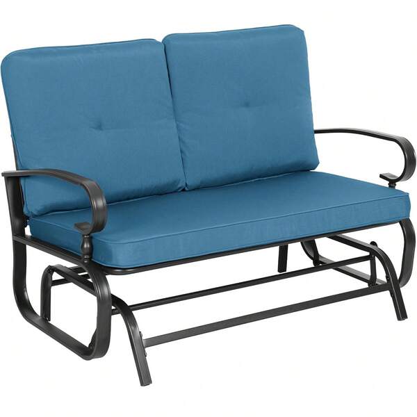 Outdoor Patio Glider Rocking Chair Patio Glider Bench Porch Loveseat Seating With Cushion For Porch, Patio, Garden
