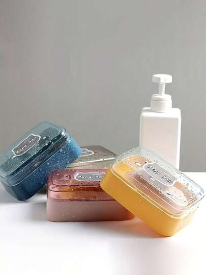 علبة الصابون، رف الصابون، رف تخزين الحمام مع غطاء، لا حاجة لحفر ثقوب، رف صابون مثبت على الحائط