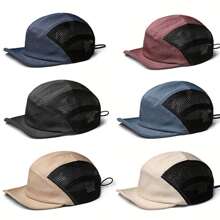 1pc Lightweight Breathable Summer Mesh Top Soft Brim 5-Panel Cap, Vintage Style Casual Unisex Baseball Hat, Suitable For American/Japanese Street Style