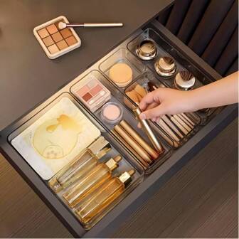 4pcs/Set Storage Box, Transparent Open Drawer Organization Box, Suitable For Home And Office Use, Desktop And Drawer Item Classification And Organization Box