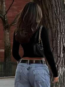 Women's V-Neck T-Shirt, Fashionable Design, Slimming, Minimalist Elevated Style, Suitable For Vacation And Daily Wear, Sports