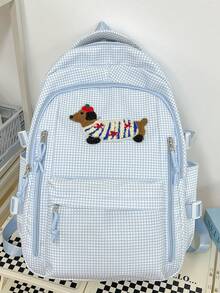 La adorable mochila bordada con perrito de dibujos animados, versión coreana, estilo dulce, adecuada para estudiantes de primaria y secundaria, con gran capacidad y diseño único. - Multicolor - Ver 16