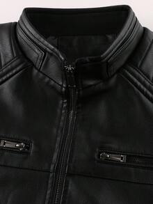 LEDUNTINO Męska, modna, skórzana kurtka motocyklowa z zamkiem błyskawicznym, sportowa, jednolita, typu bomber, ze stójką, męska, wiosenno-jesienna kurtka motocyklowa, idealna na zewnątrz i do pracy, idealny prezent dla chłopaka lub męża, polar, zima