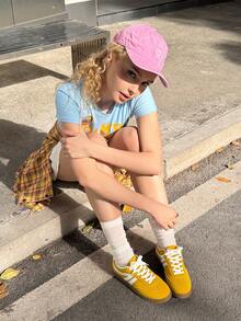 DareSee 复古经典休闲运动鞋，新款圆头系带多功能滑板鞋，2025 女士加大码平底运动鞋，学生秋季系带平底鞋，时尚平底户外休闲白色鞋，适合音乐节、Y2K 节、返校季、秋季、圣诞节、冬季等各种场合的鞋子，圣诞礼物 - 黃色 - 查看 3