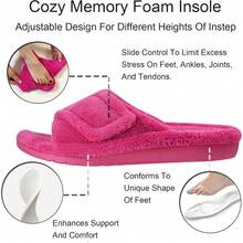 Entrega local - Pantuflas para mujer GRITHEIM con soporte ortopédico para el arco, ajustables, de pelo suave, ortopédicas, para fasciitis plantar, tipo chancla para dama - Rosa Fucsia - Ver 4
